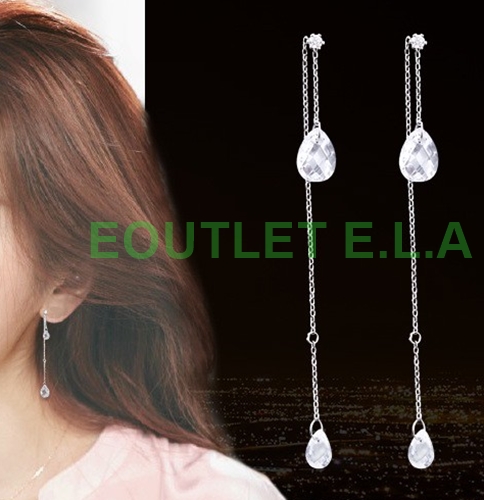 66mm CZ N CRYSTAL DROPS 2 IN 1 SOLID SILVER EARRINGS